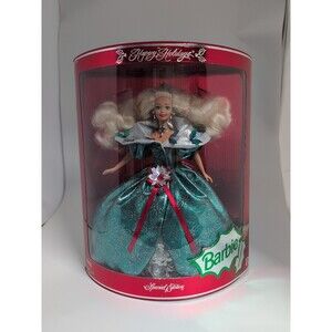 Mattel Happy Holidays Spec Ed. Barbie 1995- Teal Dress Never out of the box!